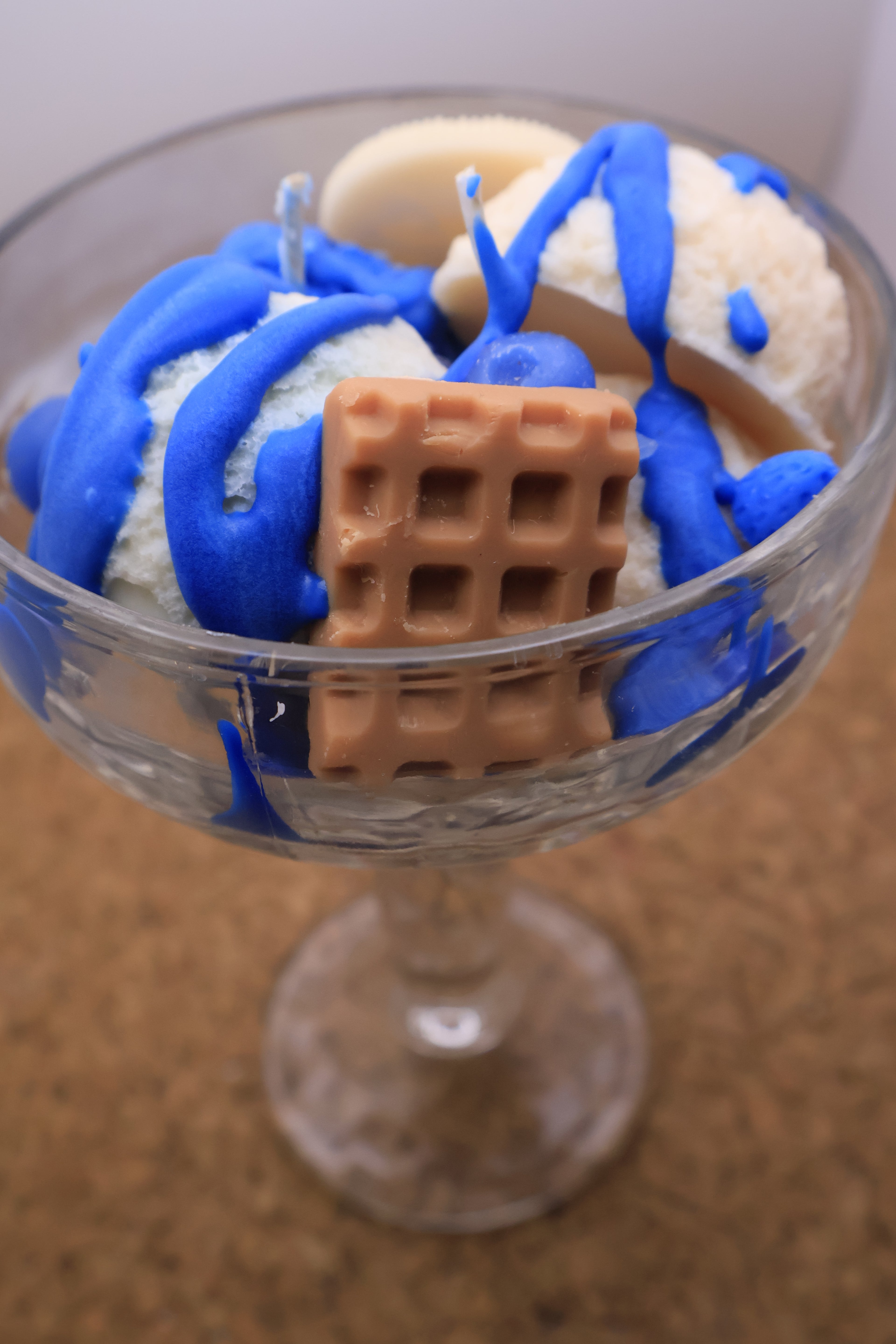 Blueberry And Cream Ice Cream Sundae